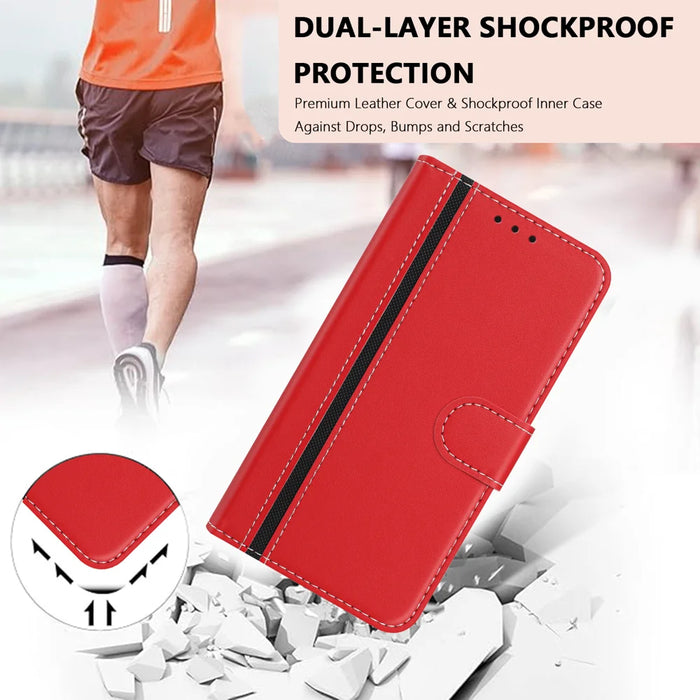 For Nothing CMF Phone 2 Pro Phone Cases Wallet Stand Color Splicing Leather Cover with Magnetic Clasp - Red - 3