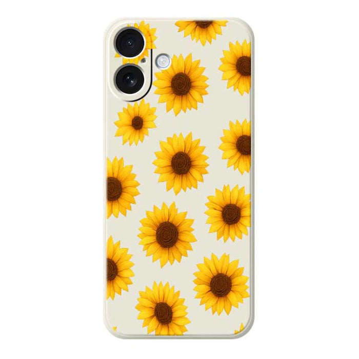 For iPhone 17 Case Sunflowers Pattern Printing Straight Edge TPU Phone Back Cover - Beige - 1