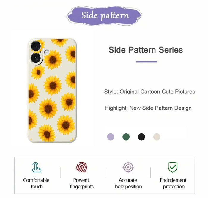 For iPhone 17 Case Sunflowers Pattern Printing Straight Edge TPU Phone Back Cover - Beige - 2