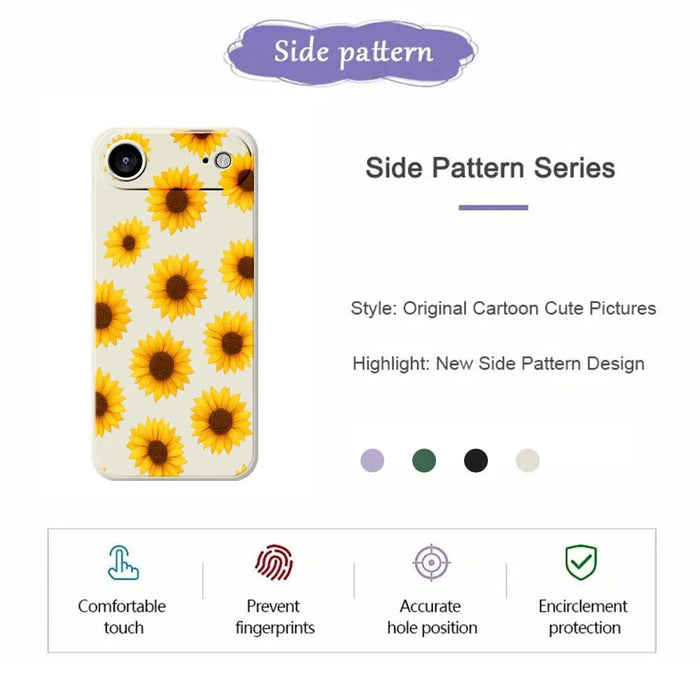 For iPhone Air Case Sunflowers Pattern Printing Straight Edge TPU Phone Back Cover - Beige - 2