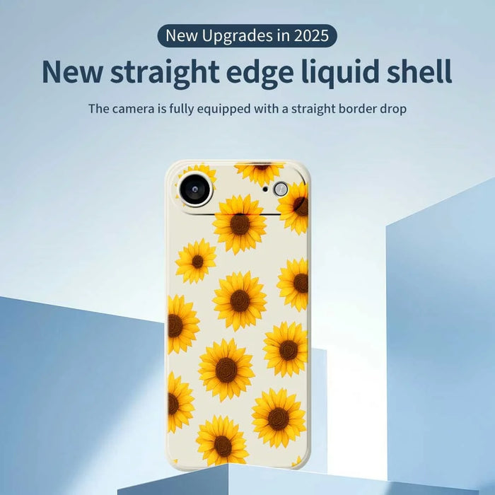 For iPhone Air Case Sunflowers Pattern Printing Straight Edge TPU Phone Back Cover - Beige - 3
