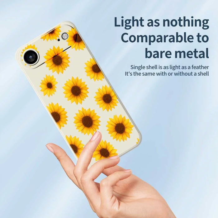 For iPhone Air Case Sunflowers Pattern Printing Straight Edge TPU Phone Back Cover - Beige - 4