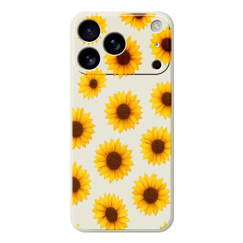 For iPhone 18 Pro / 17 Pro Case Sunflowers Pattern Printing Straight Edge TPU Phone Back Cover - Beige - 1