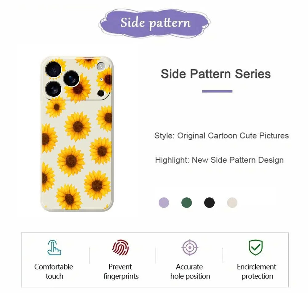 For iPhone 18 Pro / 17 Pro Case Sunflowers Pattern Printing Straight Edge TPU Phone Back Cover - Beige - 2