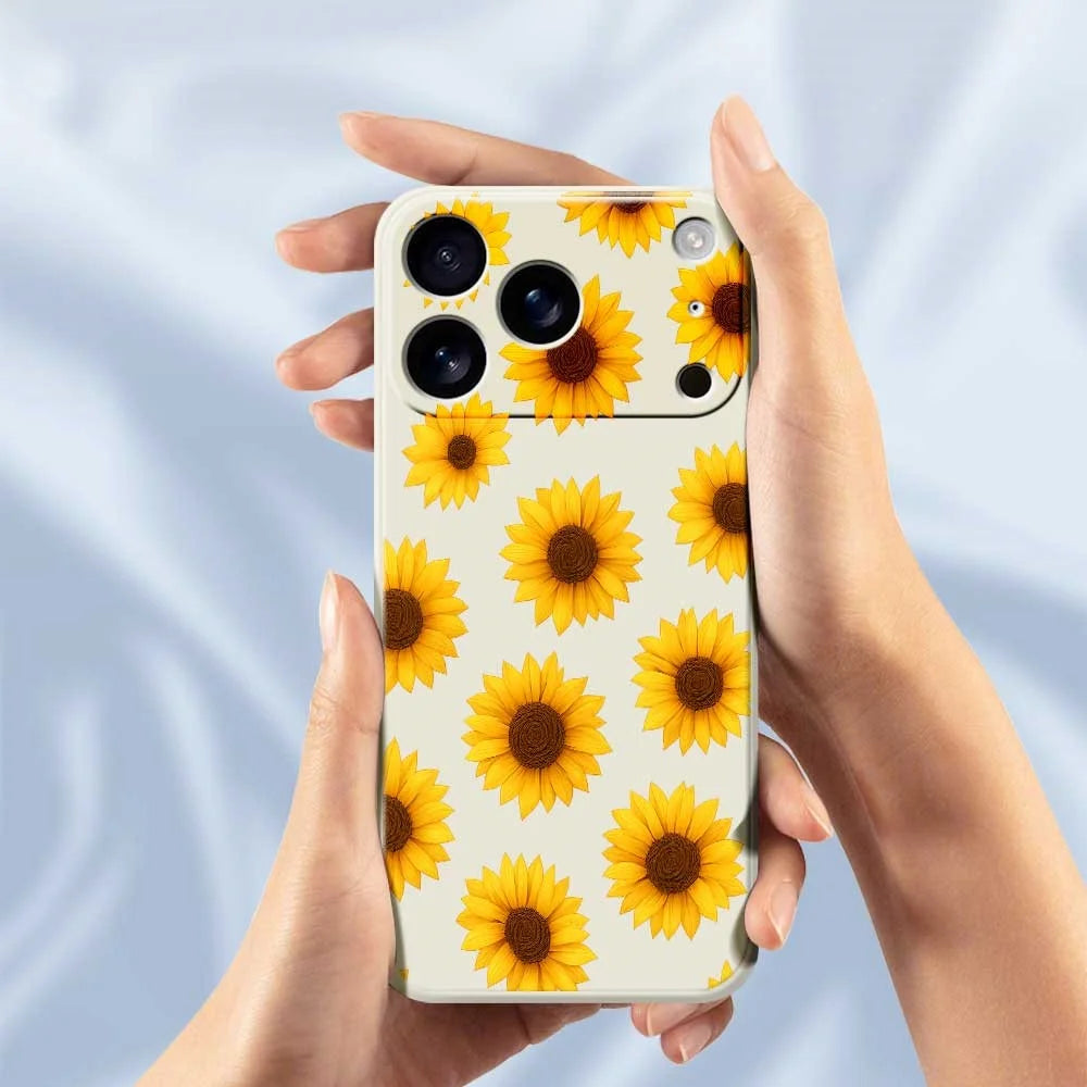 For iPhone 18 Pro / 17 Pro Case Sunflowers Pattern Printing Straight Edge TPU Phone Back Cover - Beige - 6