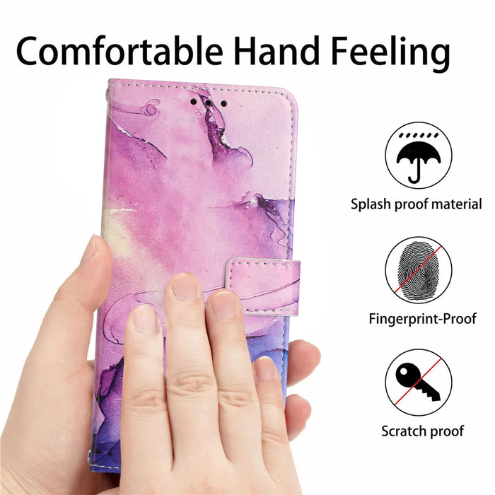 For iPhone Air Stand Case Marble Pattern PU Leather Wallet Phone Cover - Purple - 4