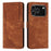 For iPhone 18 Pro / 17 Pro Stand Case Imprinted Lines Leather Phone Cover - Brown - 1