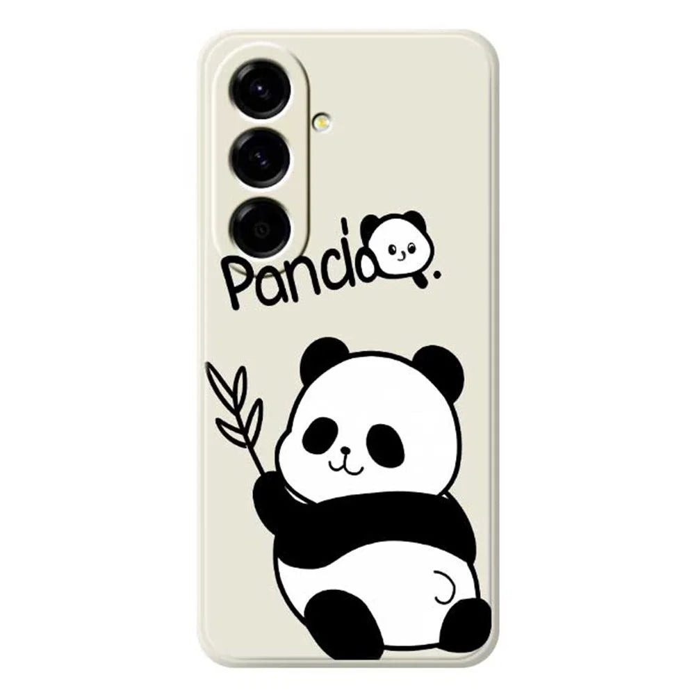 For Samsung Galaxy A56 5G Case Panda Pattern Printing Straight Edge TPU Phone Back Cover - Beige - 1