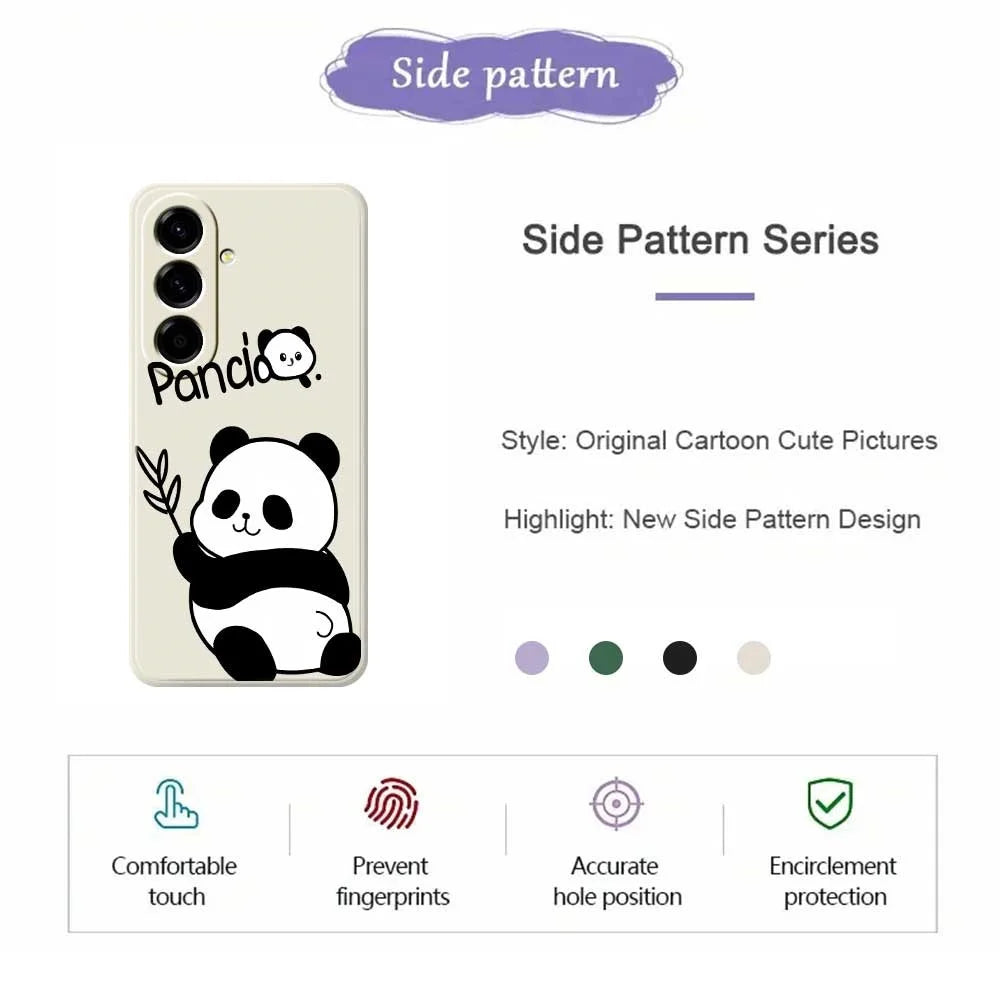 For Samsung Galaxy A56 5G Case Panda Pattern Printing Straight Edge TPU Phone Back Cover - Beige - 2
