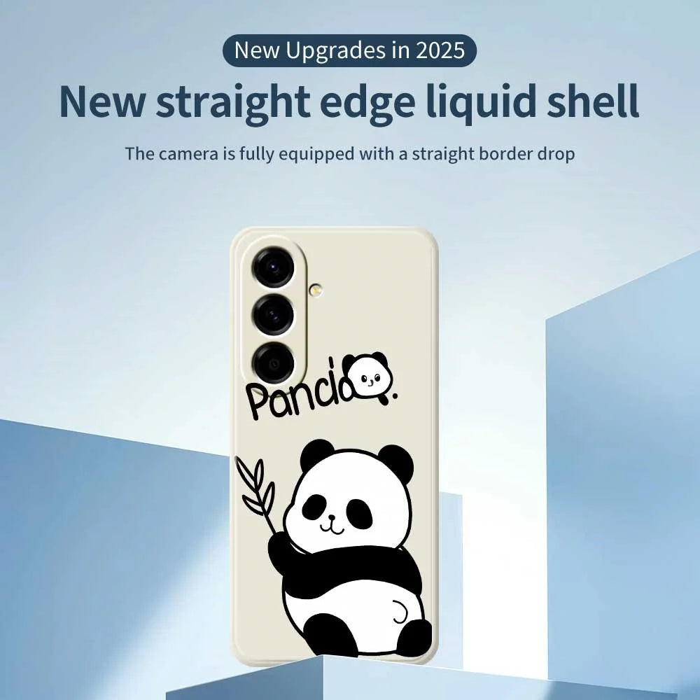 For Samsung Galaxy A56 5G Case Panda Pattern Printing Straight Edge TPU Phone Back Cover - Beige - 3