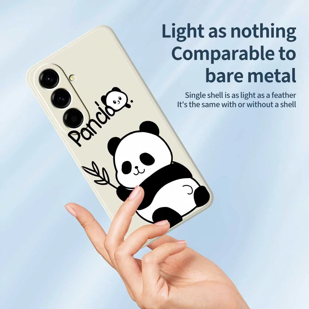 For Samsung Galaxy A56 5G Case Panda Pattern Printing Straight Edge TPU Phone Back Cover - Beige - 4