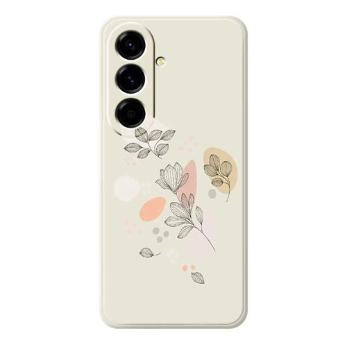 For Samsung Galaxy A56 5G Case Sketch Leaves Pattern Printing Straight Edge TPU Phone Back Cover - Beige - 1
