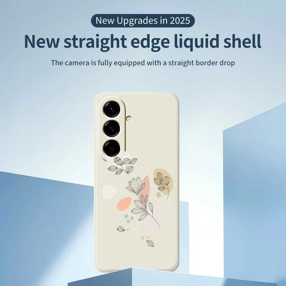 For Samsung Galaxy A56 5G Case Sketch Leaves Pattern Printing Straight Edge TPU Phone Back Cover - Beige - 3
