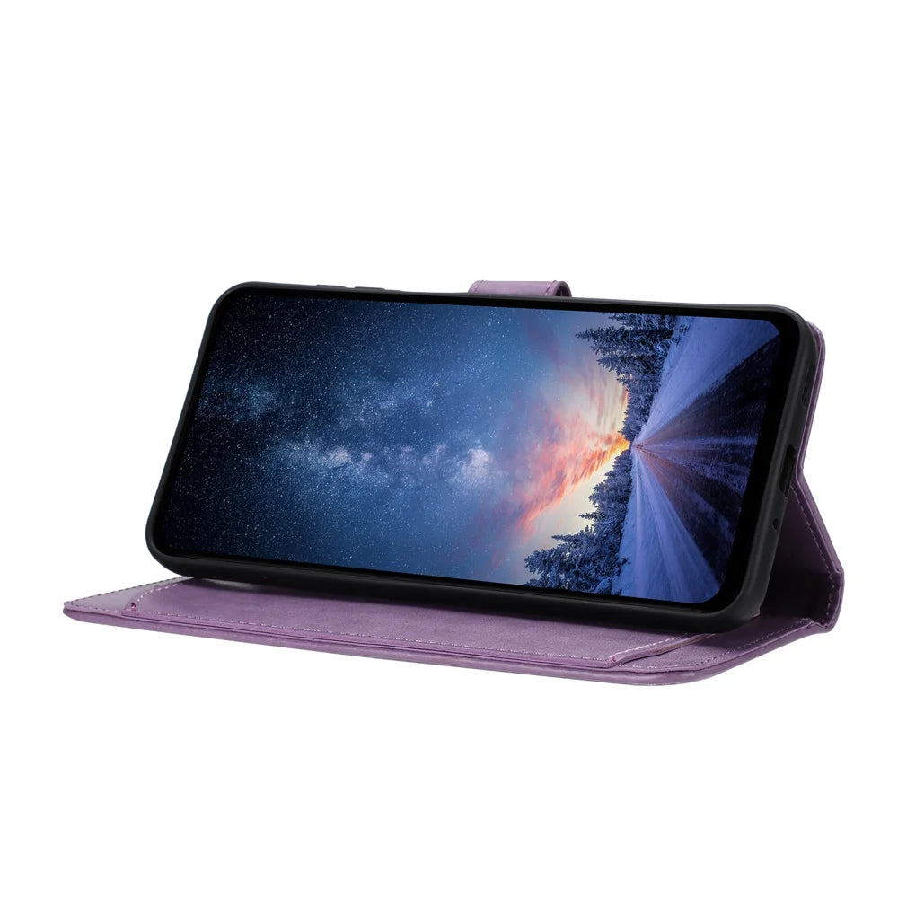 For Samsung Galaxy A18 5G / A18 4G / A17 5G / A17 4G / A26 5G Wallet Phone Case Stand PU Leather Folio Flip Cover with 8 Card Slot - Purple - 5