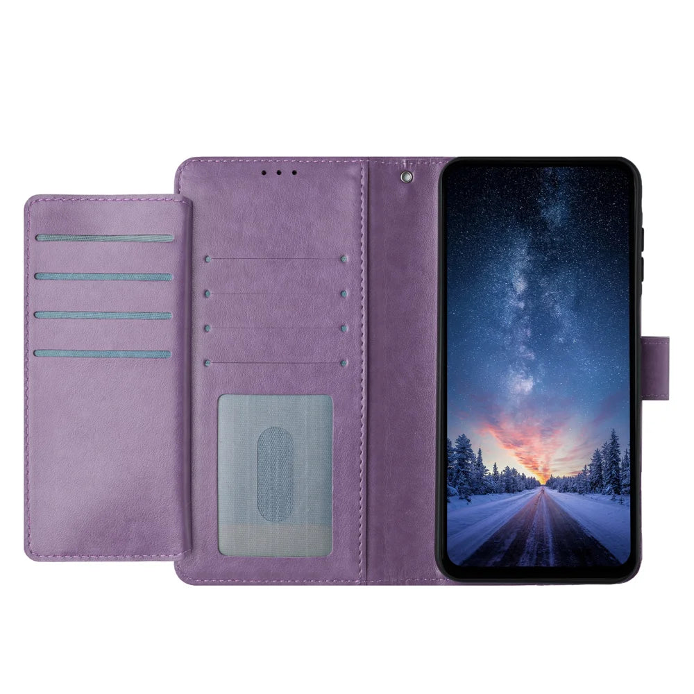 For Samsung Galaxy A18 5G / A18 4G / A17 5G / A17 4G / A26 5G Wallet Phone Case Stand PU Leather Folio Flip Cover with 8 Card Slot - Purple - 6