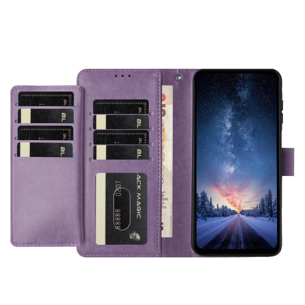 For Samsung Galaxy A18 5G / A18 4G / A17 5G / A17 4G / A26 5G Wallet Phone Case Stand PU Leather Folio Flip Cover with 8 Card Slot - Purple - 7