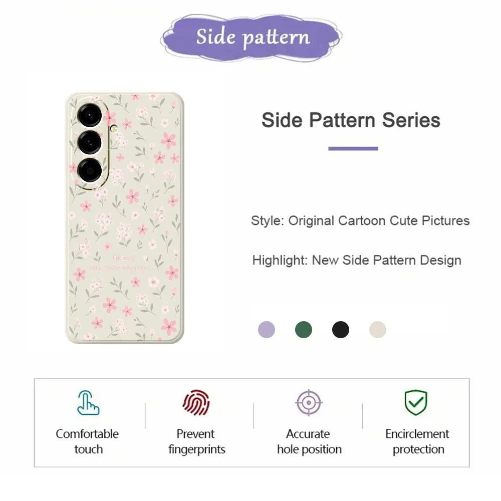 For Samsung Galaxy A56 5G Case Small Flower Pattern Printing Straight Edge TPU Phone Back Cover - Beige - 2