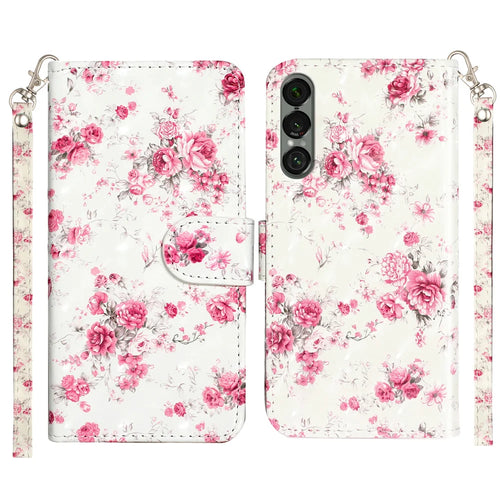 For Sony Xperia 1 VII Wallet Case 3D Pattern Printed Leather Phone Cover with Strap - Roses - 1