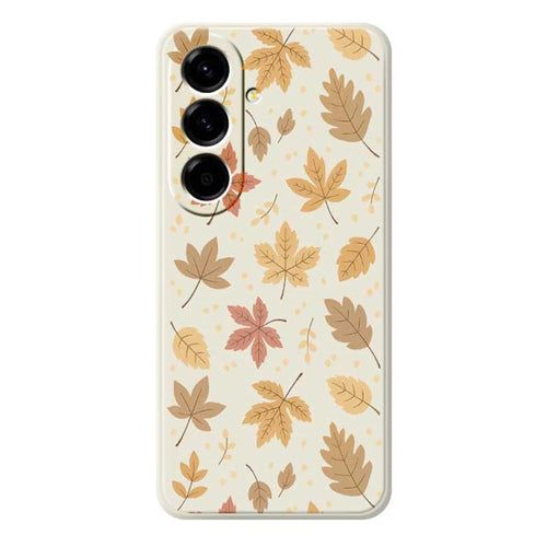For Samsung Galaxy A56 5G Case Leaves Pattern Printing Straight Edge TPU Phone Back Cover - Beige - 1