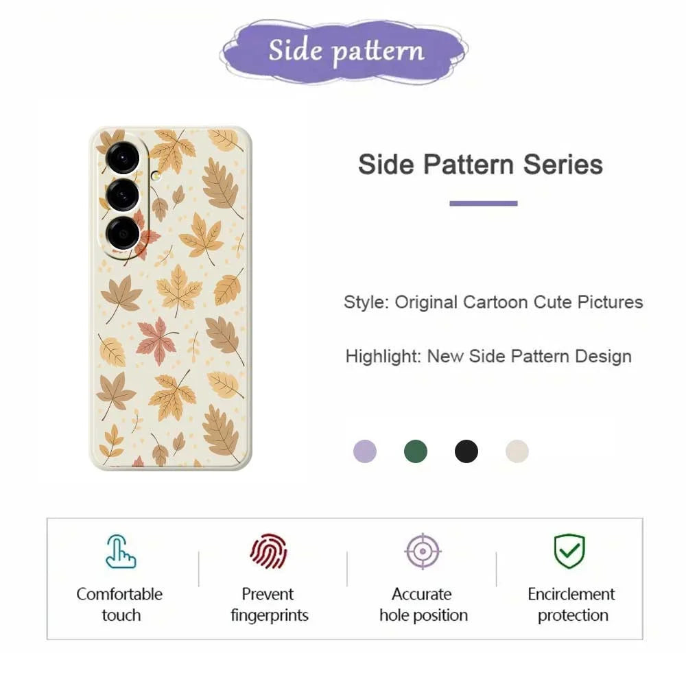 For Samsung Galaxy A56 5G Case Leaves Pattern Printing Straight Edge TPU Phone Back Cover - Beige - 2