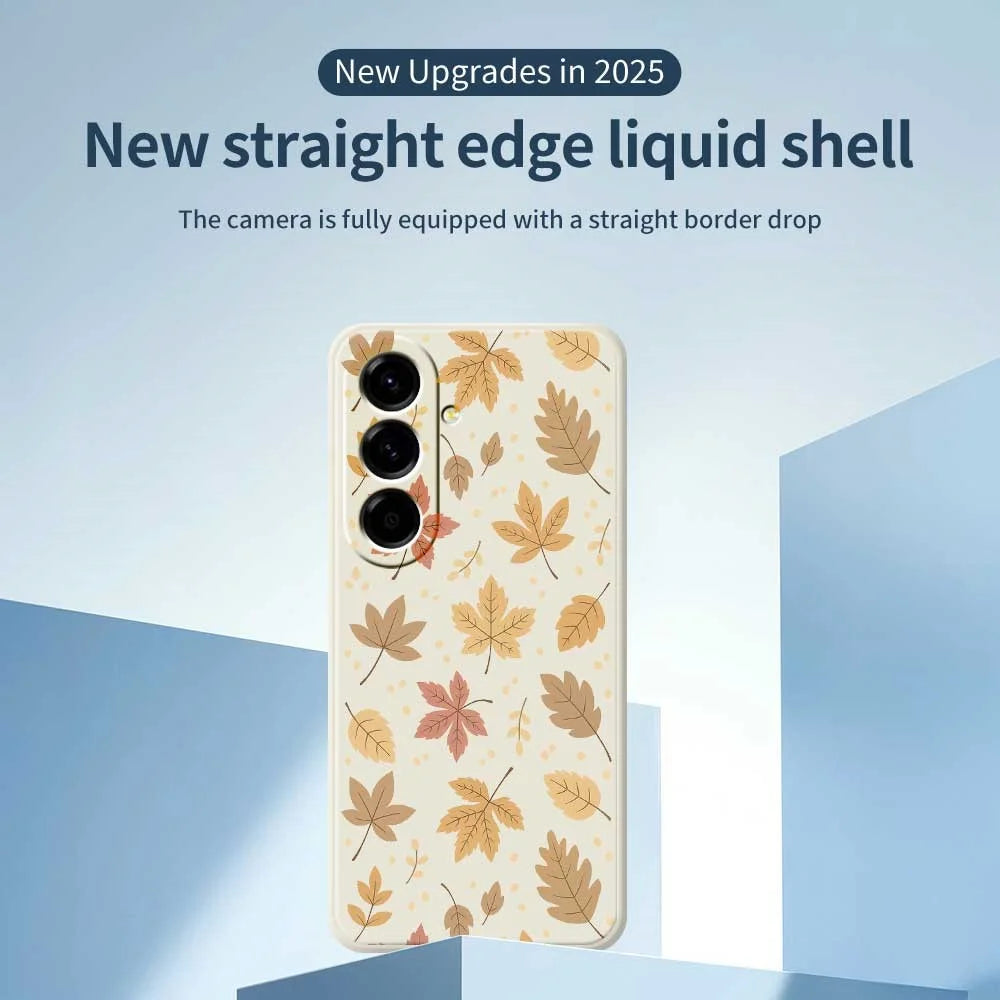 For Samsung Galaxy A56 5G Case Leaves Pattern Printing Straight Edge TPU Phone Back Cover - Beige - 3