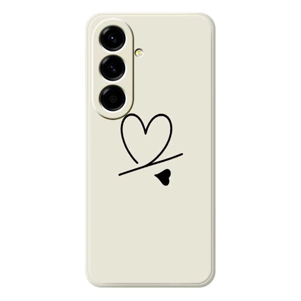 For Samsung Galaxy A56 5G Case Black Love Pattern Printing Straight Edge TPU Phone Back Cover - Beige - 1