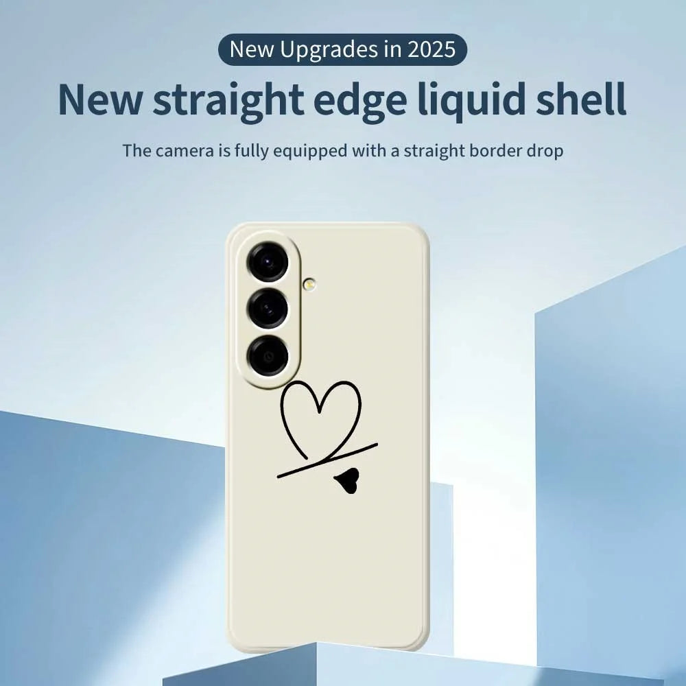 For Samsung Galaxy A56 5G Case Black Love Pattern Printing Straight Edge TPU Phone Back Cover - Beige - 3