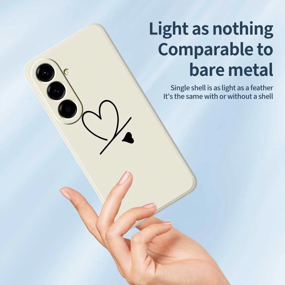 For Samsung Galaxy A56 5G Case Black Love Pattern Printing Straight Edge TPU Phone Back Cover - Beige - 4