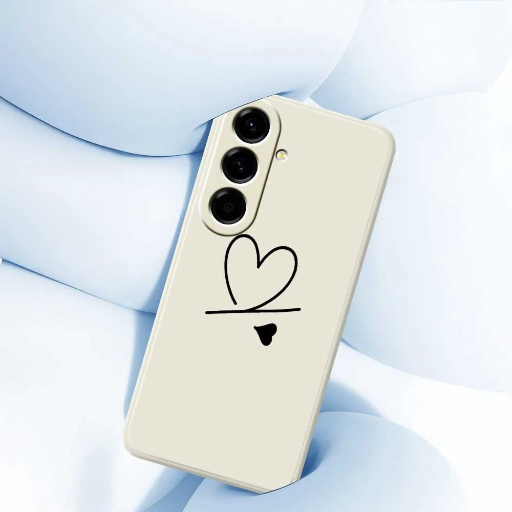 For Samsung Galaxy A56 5G Case Black Love Pattern Printing Straight Edge TPU Phone Back Cover - Beige - 5