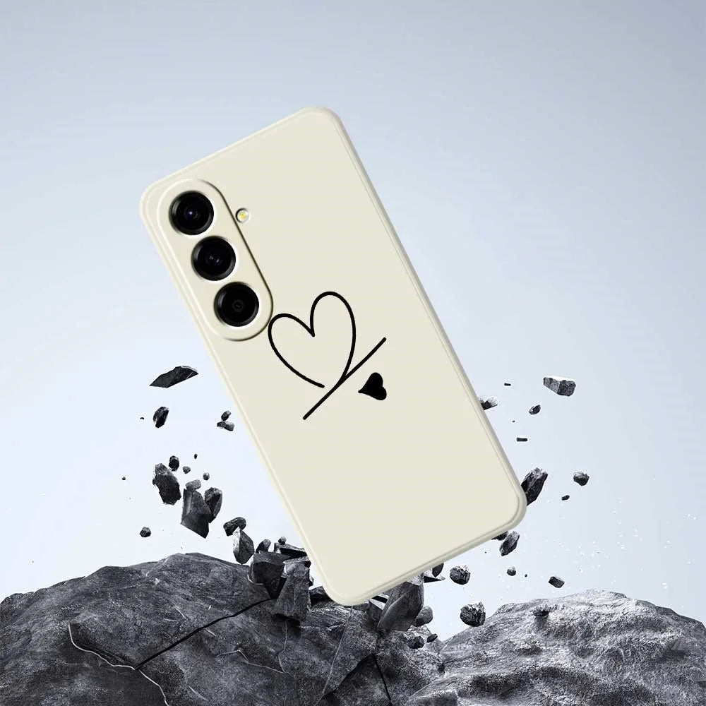 For Samsung Galaxy A56 5G Case Black Love Pattern Printing Straight Edge TPU Phone Back Cover - Beige - 7