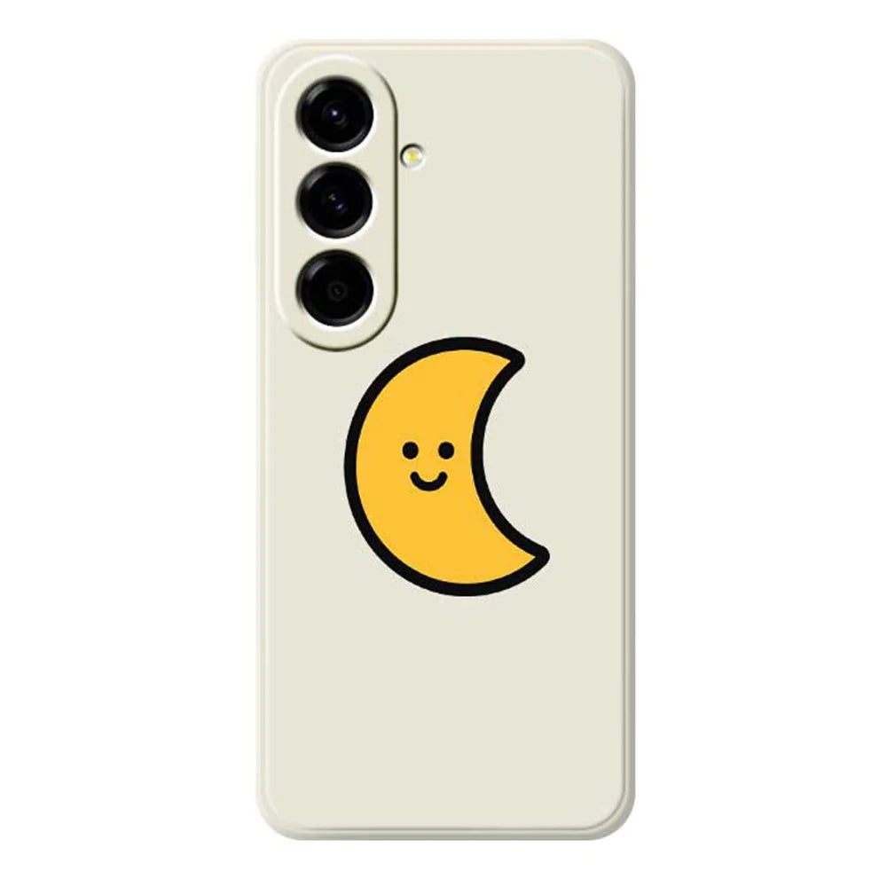 For Samsung Galaxy A56 5G Case Yellow Moon Pattern Printing Straight Edge TPU Phone Back Cover - Beige - 1