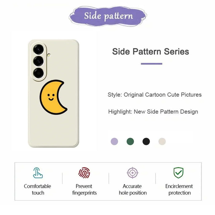For Samsung Galaxy A56 5G Case Yellow Moon Pattern Printing Straight Edge TPU Phone Back Cover - Beige - 2