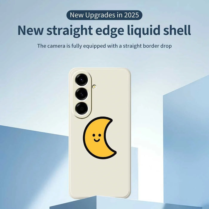For Samsung Galaxy A56 5G Case Yellow Moon Pattern Printing Straight Edge TPU Phone Back Cover - Beige - 3