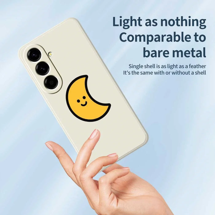 For Samsung Galaxy A56 5G Case Yellow Moon Pattern Printing Straight Edge TPU Phone Back Cover - Beige - 4