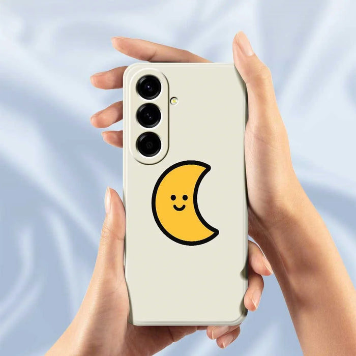 For Samsung Galaxy A56 5G Case Yellow Moon Pattern Printing Straight Edge TPU Phone Back Cover - Beige - 6
