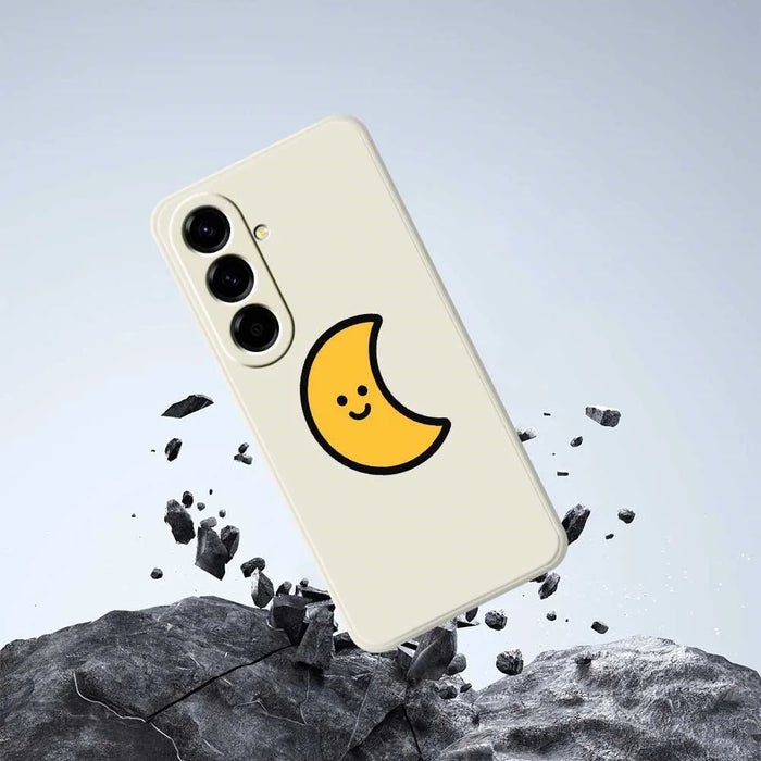 For Samsung Galaxy A56 5G Case Yellow Moon Pattern Printing Straight Edge TPU Phone Back Cover - Beige - 7