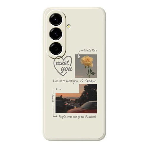 For Samsung Galaxy A56 5G Case Meet You Photo Pattern Printing Straight Edge TPU Phone Back Cover - Beige - 1