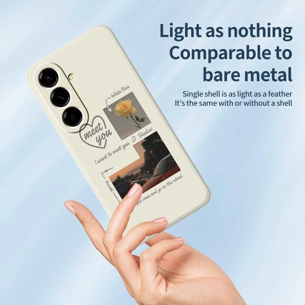 For Samsung Galaxy A56 5G Case Meet You Photo Pattern Printing Straight Edge TPU Phone Back Cover - Beige - 4