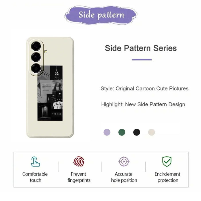 For Samsung Galaxy A56 5G Case Stitching Photos Pattern Printing Straight Edge TPU Phone Back Cover - Beige - 2