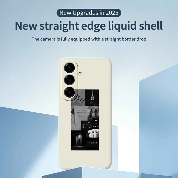 For Samsung Galaxy A56 5G Case Stitching Photos Pattern Printing Straight Edge TPU Phone Back Cover - Beige - 3