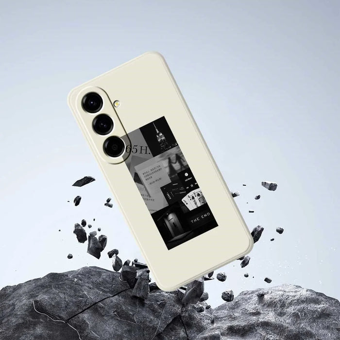 For Samsung Galaxy A56 5G Case Stitching Photos Pattern Printing Straight Edge TPU Phone Back Cover - Beige - 7
