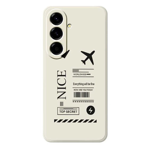 For Samsung Galaxy A56 5G Case Boarding Ticket Pattern Printing Straight Edge TPU Phone Back Cover - Beige - 1