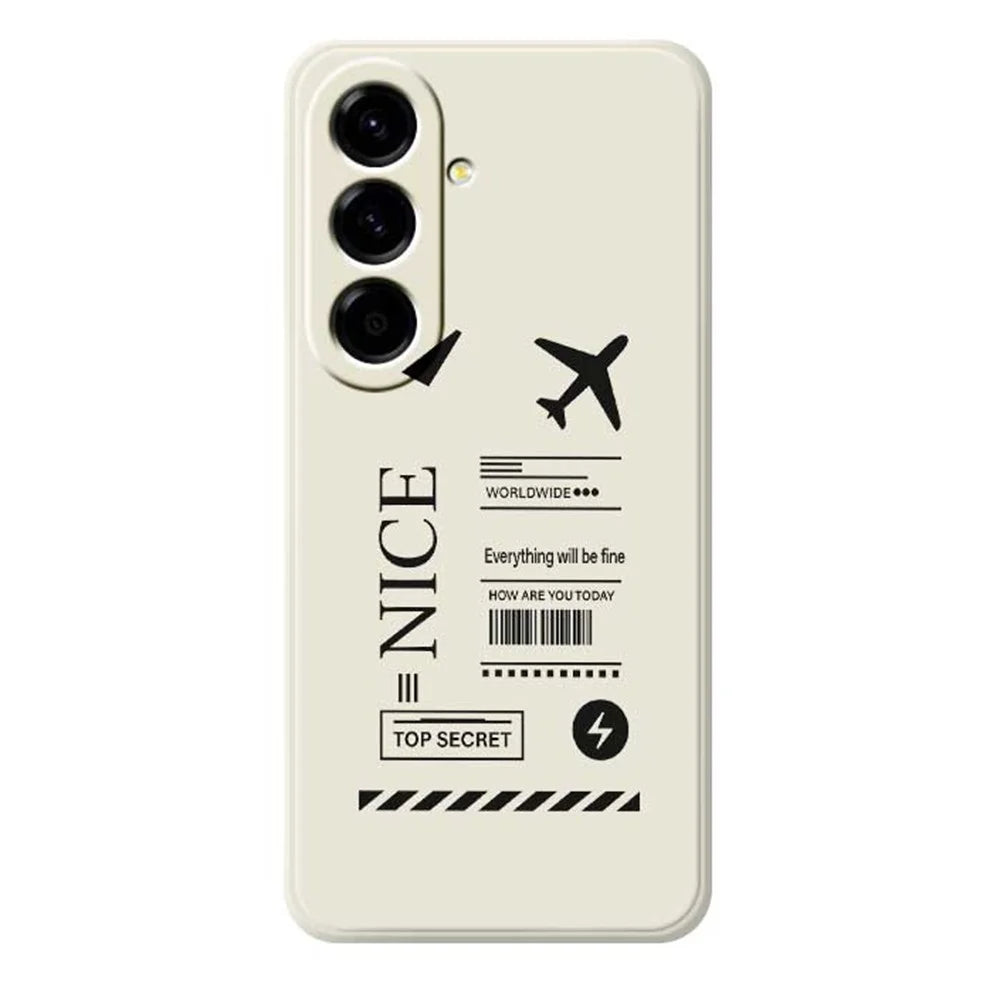 For Samsung Galaxy A56 5G Case Boarding Ticket Pattern Printing Straight Edge TPU Phone Back Cover - Beige - 1