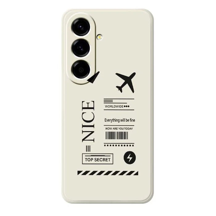 For Samsung Galaxy A56 5G Case Boarding Ticket Pattern Printing Straight Edge TPU Phone Back Cover - Beige - 1