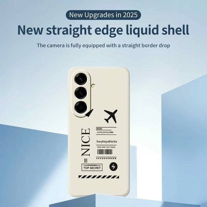 For Samsung Galaxy A56 5G Case Boarding Ticket Pattern Printing Straight Edge TPU Phone Back Cover - Beige - 3