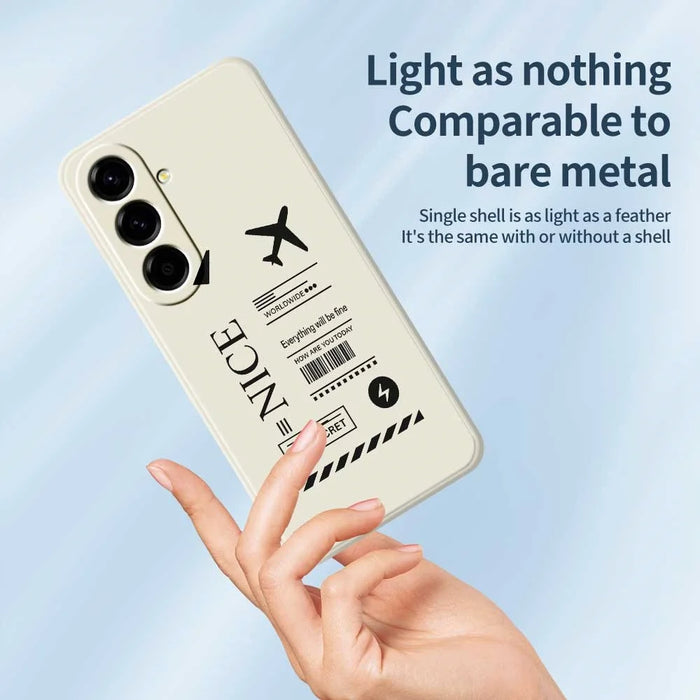 For Samsung Galaxy A56 5G Case Boarding Ticket Pattern Printing Straight Edge TPU Phone Back Cover - Beige - 4