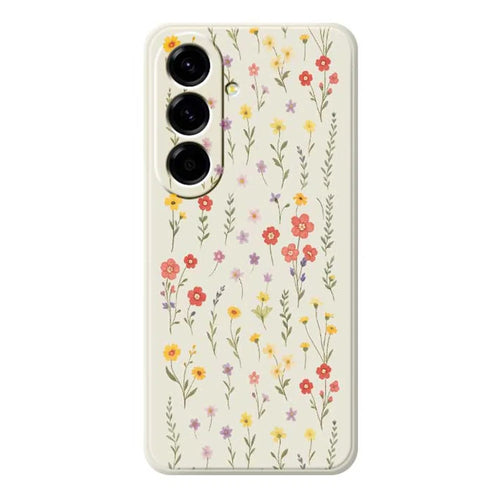 For Samsung Galaxy A56 5G Case Flowers and Grass Pattern Printing Straight Edge TPU Phone Back Cover - Beige - 1