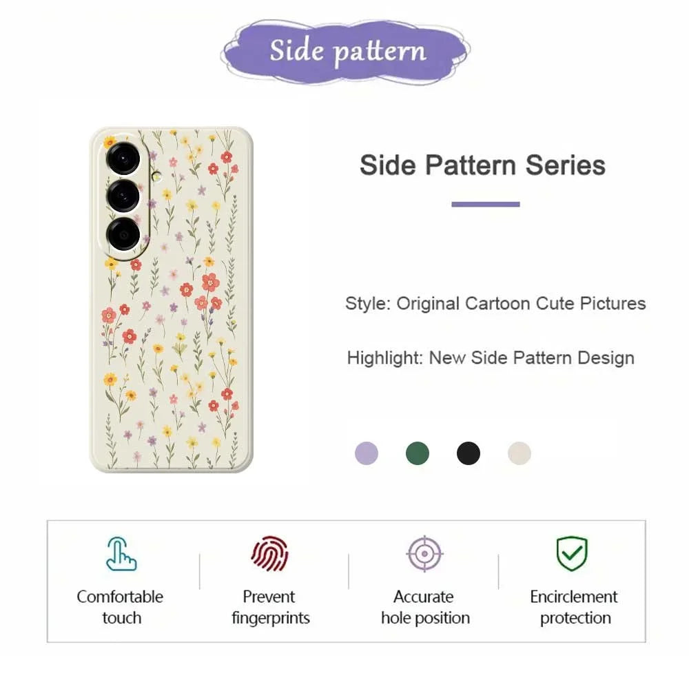 For Samsung Galaxy A56 5G Case Flowers and Grass Pattern Printing Straight Edge TPU Phone Back Cover - Beige - 2