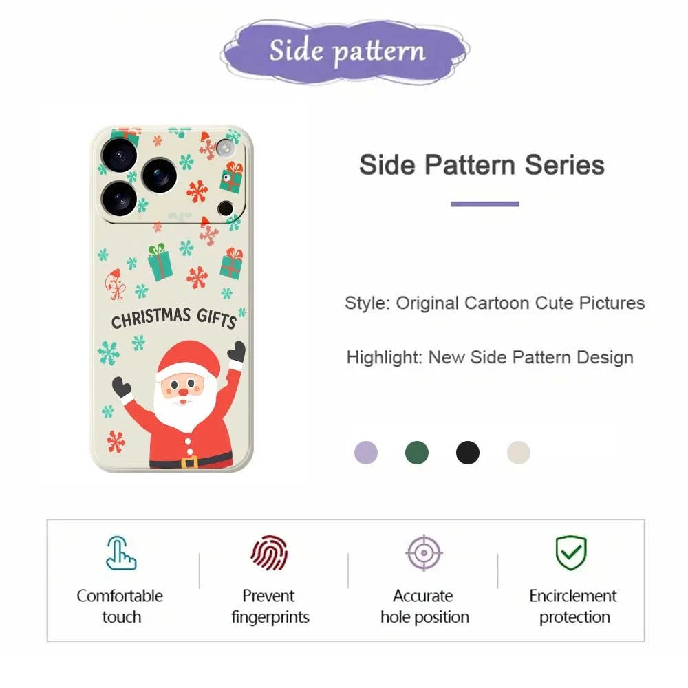 For iPhone 18 Pro Max / 17 Pro Max Case Christmas Gifts Pattern Printing Straight Edge TPU Phone Back Cover - Beige - 2