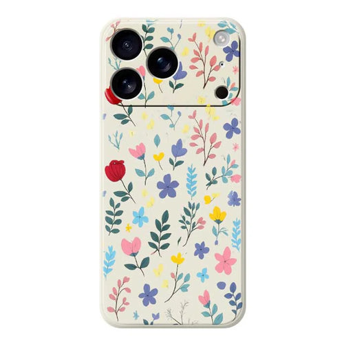 For iPhone 18 Pro Max / 17 Pro Max Case Colorful Flower Branches Pattern Printing Straight Edge TPU Phone Back Cover - Beige - 1